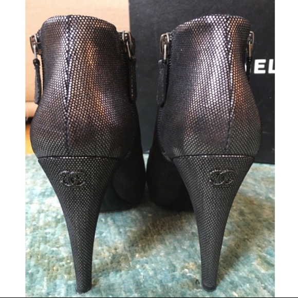 Chanel Metallic and Black Ankle Booties - Picture 2 of 6
